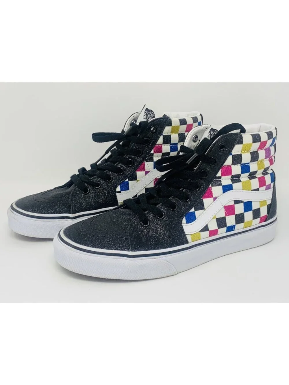 Vans Hi-Tops Checkered Glitter 8.5 Men’s 10 Women’s Skateboard Sneakers Shoes